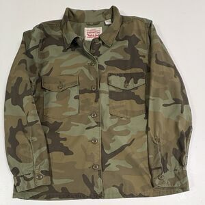 Levi’s Women’s Camo Utility Jacket Military Shirt Jacket Size XL 100% Cotton